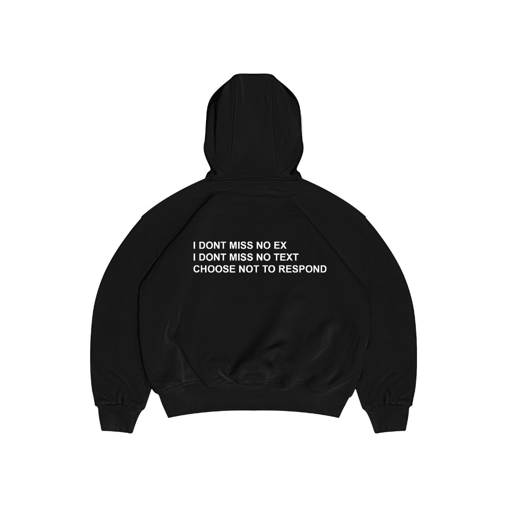DOOMMARKET - Hoodie Boxy Udloff Black I Dont Miss Ex Oversized Unisex 280-330 Gsm/ HoodieBoxy Pria D