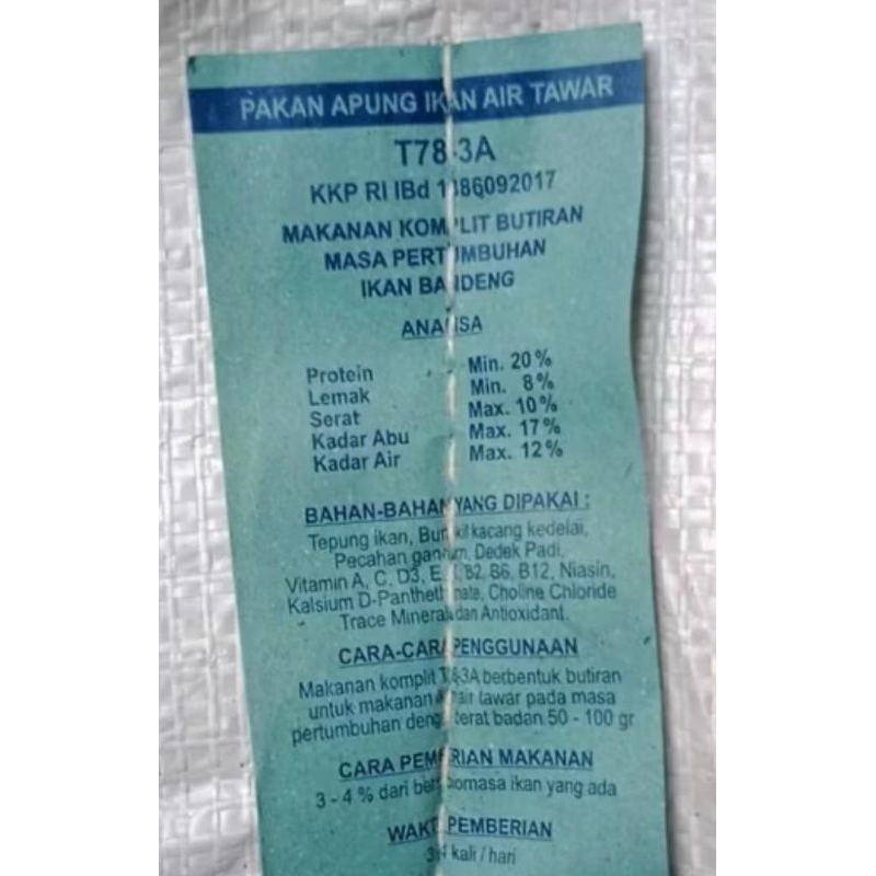 Pakan Pelet Ikan TURBO T78-3a Gurame,Nila,Mas,Bandeng 30 Kg