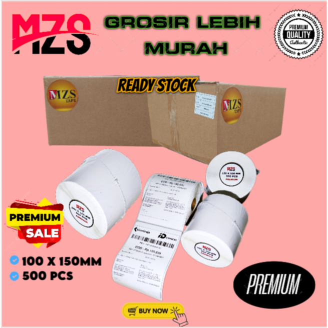 

Label thermal MZS roll alas kertas 1 dus isi 24 roll 100mm x 150mm x 500pcs