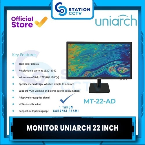 Uniarch Monitor 22 Inch MT 22 AD Support VGA & HDMI / Uniarch 22" LED FHD Monitor MT-22-AD / MT-22-L