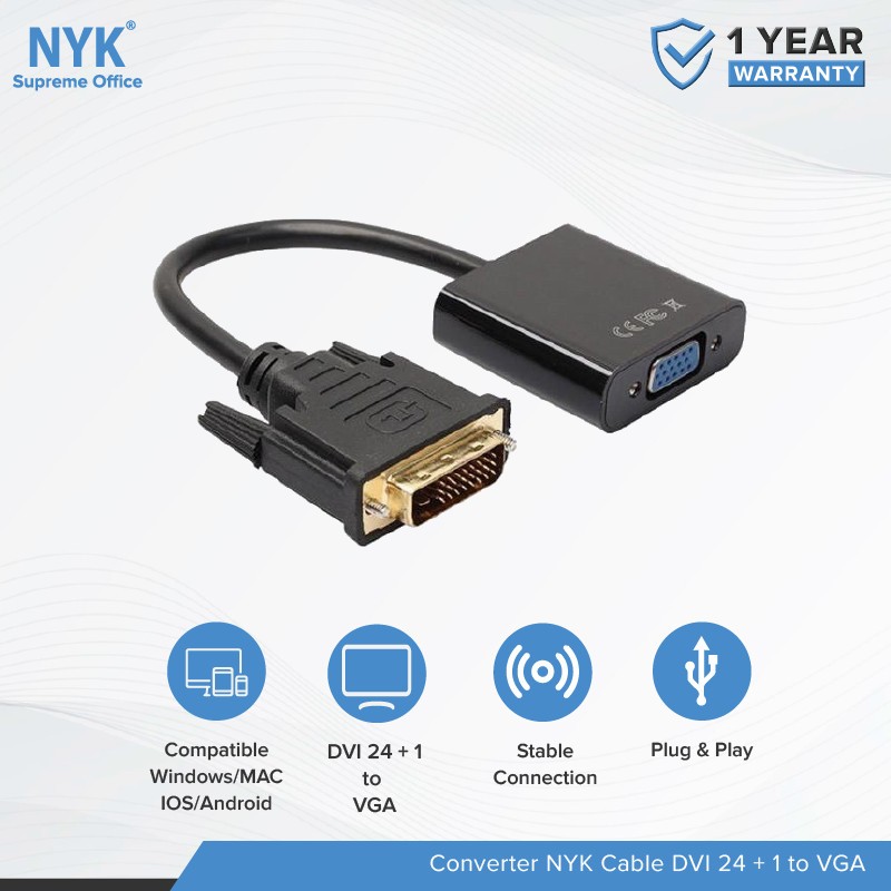 Kabel Converter DVI 24+1 to VGA Female Adapter ( Active )