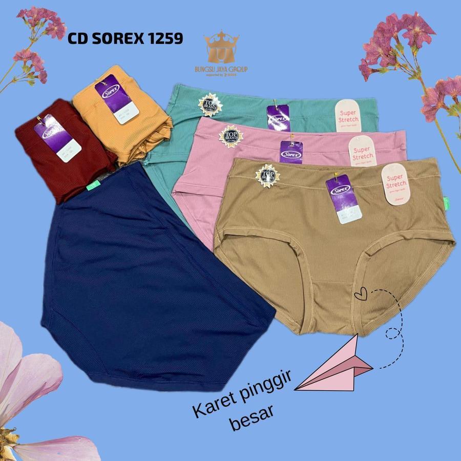 [ 3pc ] CD Sorex 1259 | Sorex Celana Dalam Basic Midi Wanita Super Stretch SALUR halus.