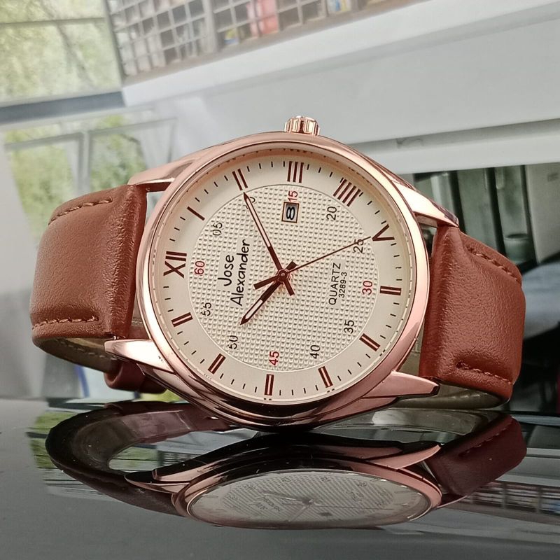 HARGA PROMOSI JAM TANGAN TERBARU PRIA / Jam Tangan Kulit Cowok Elegan Anti Aur / Jam Tangan Jose Ale