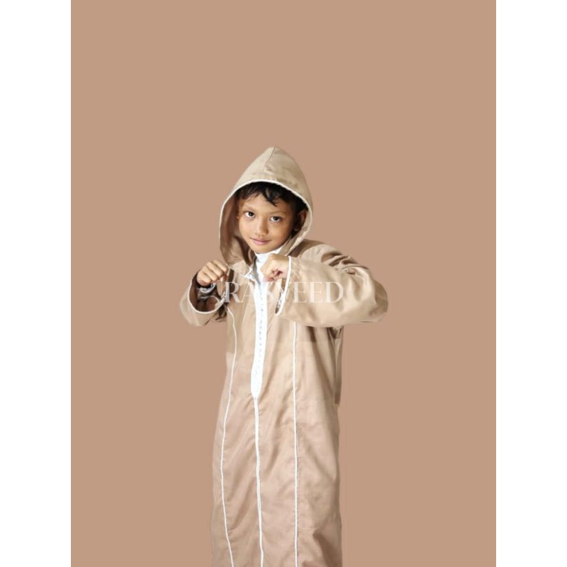 RASYEED | JALLABAH MAROKO | GAMIS HOODIE | GAMIS ANAK 3-14 TAHUN PRIA COKLAT