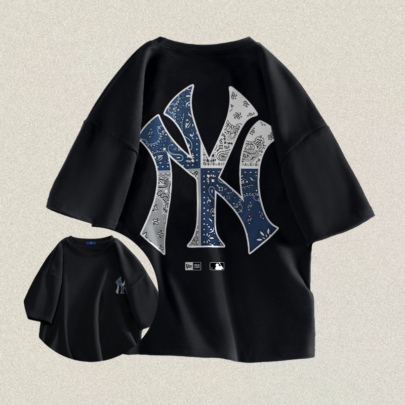 RENELLE Baju Kaos Oversize Pria | Tekstur Denim Biru Cetak | Kaos Pria Distro Original | Baju Kaos P