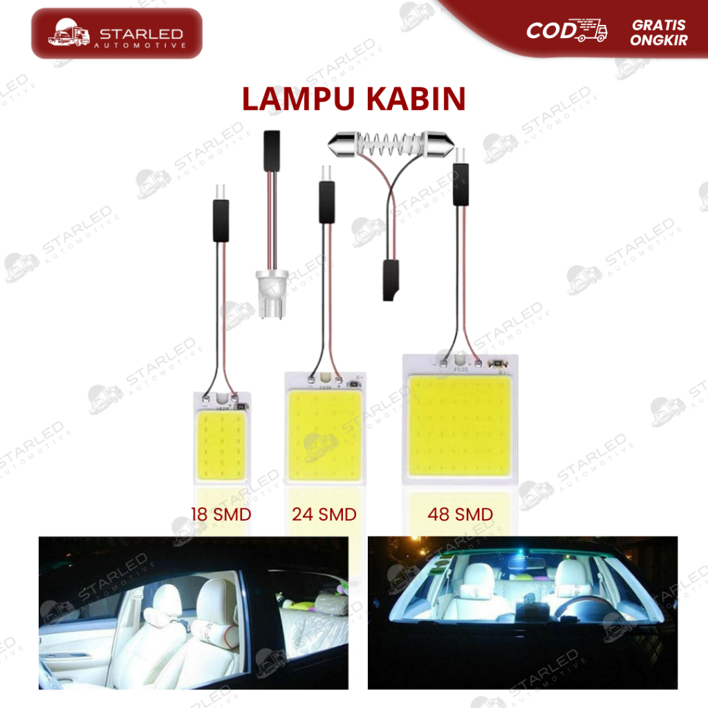 Lampu LED Kabin Plafon Mobil LED Kabin COB Plasma 48 SMD 24 SMD 18 SMD Lampu Plafon 12v