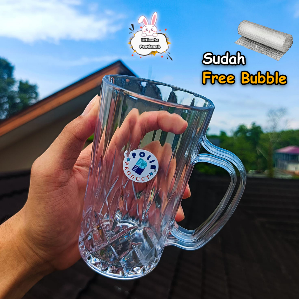 Gelas Akrilik Polin GL-16+Free Bubble | Gelas Aesthetic | Gelas Plastik | Cangkir | Gelas Cafe