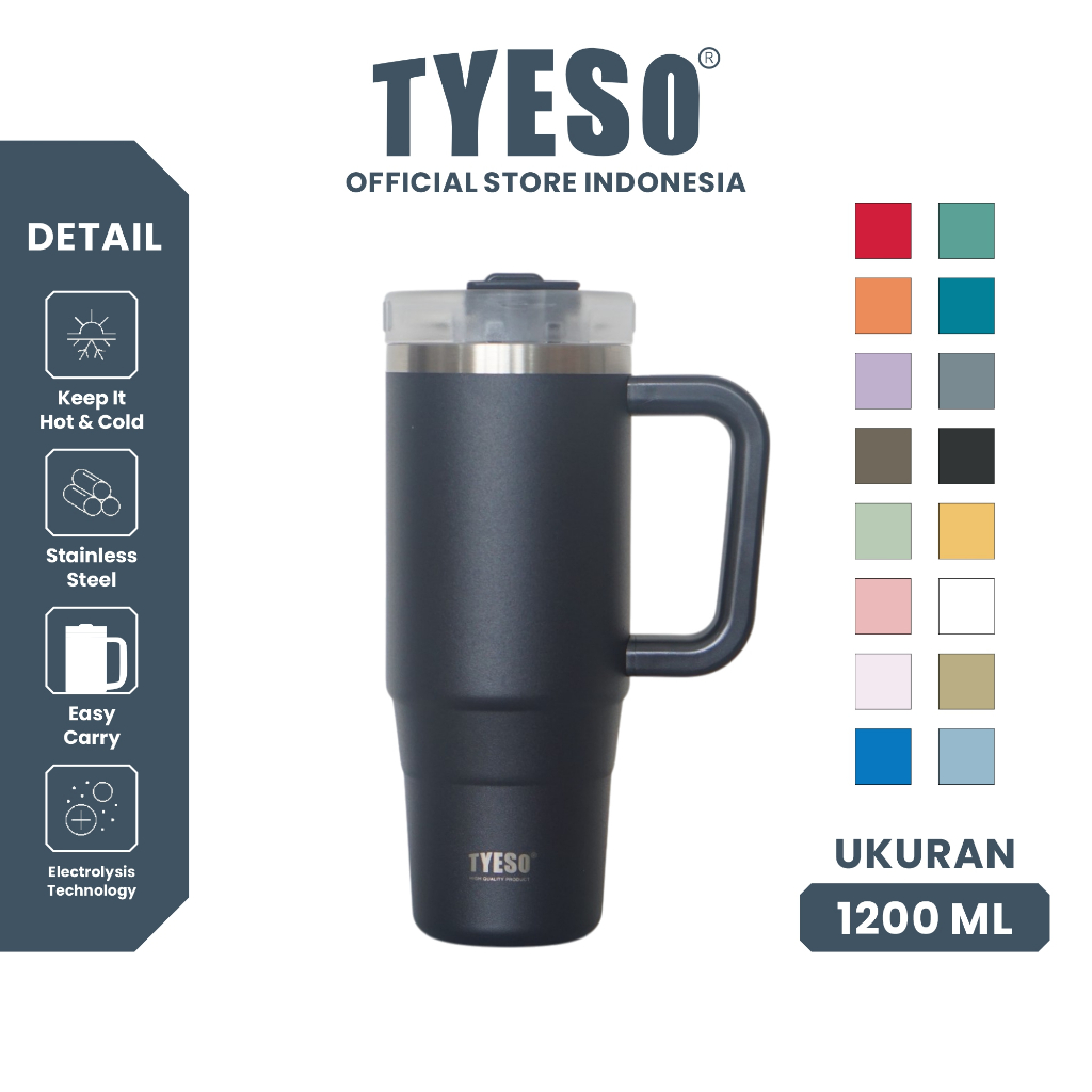 Tyeso Aura Tumbler Portable Stainless Coffee Cup 1200 mL TS-8868 Botol Minum Vacuum Insulated