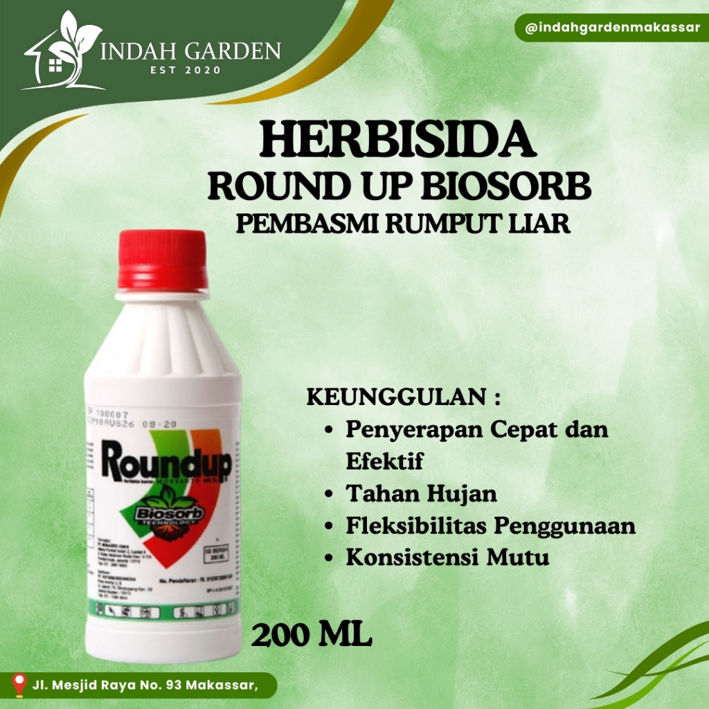 Pestisida Herbisida Pembasmi Rumput Roundup 486 SL 200 ml