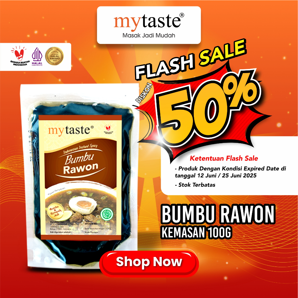

MYTASTE BUMBU RAWON 100G FLASH SALE DISKON 50 % NEAR EXPIRED DATE