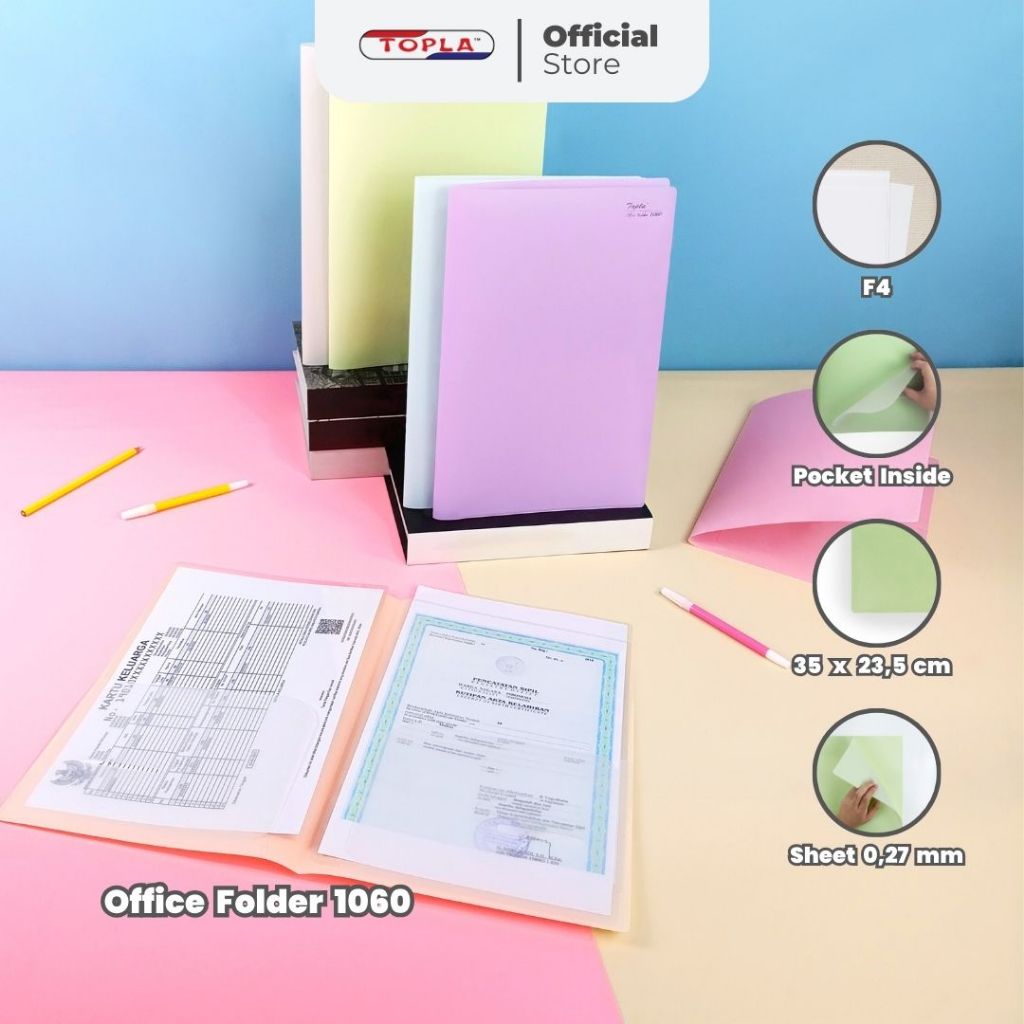 

Office folder 1060 map organizer kertas ukuran folio full warna Topla