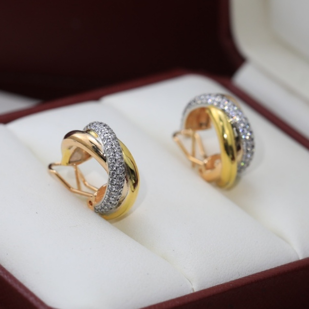 2025 Anting Tindik Wanita Diamond Klip Telinga Emas Hoop Earrings