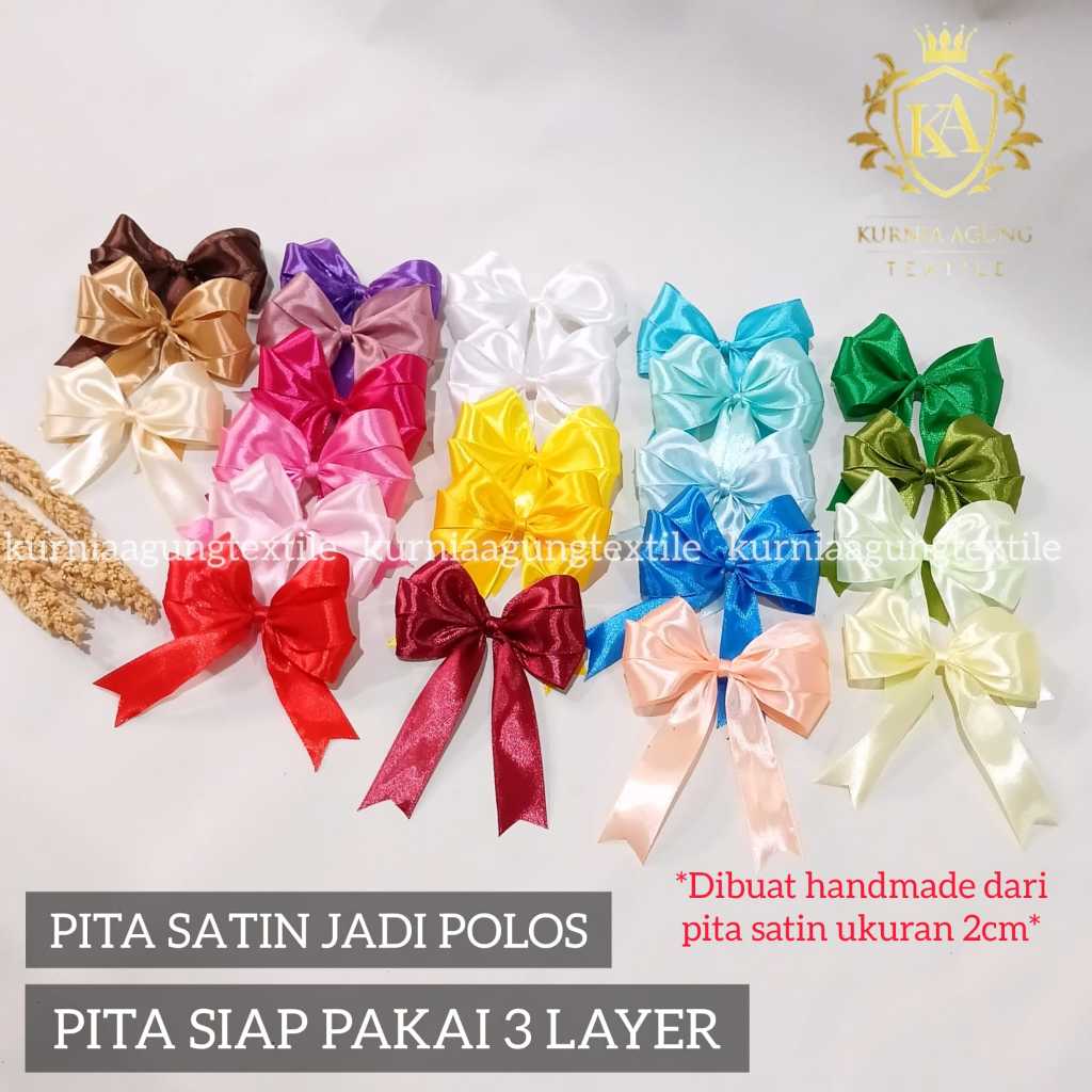 

Pita Satin Siap Pakai / Pita Satin Jadi / Pita Kado Jadi Ukuran Pita 2cm / Pita Jadi Motif Polos / Pita Hampers Premium Per 1pcs [MIN.ORDER 10pcs]
