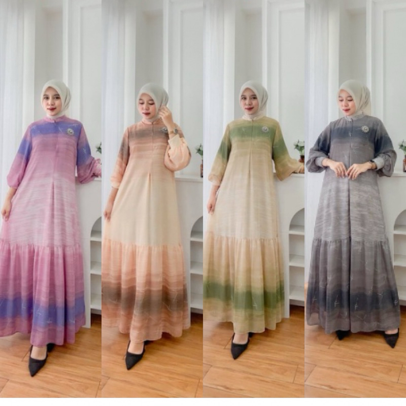 WPS - GELMARA GRADASI Dress Terbaru Gradasi Busui Friendly Hari Raya Kondangan