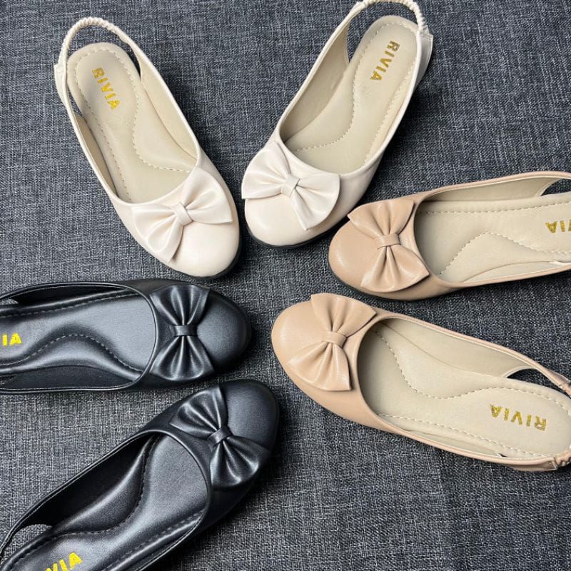 Sepatu Flatshoes Wanita Alisya Pita Kupu Tali Belakang