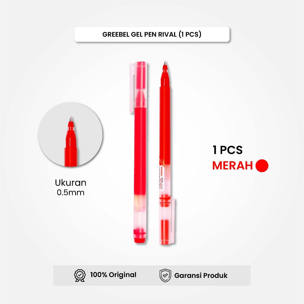 

Bolpen Pulpen Gel / GREEBEL Gel Pen GP-502 Rival 0.5 Tinta Merah (1PCS) Ballpen Pena Pulpen Cetek