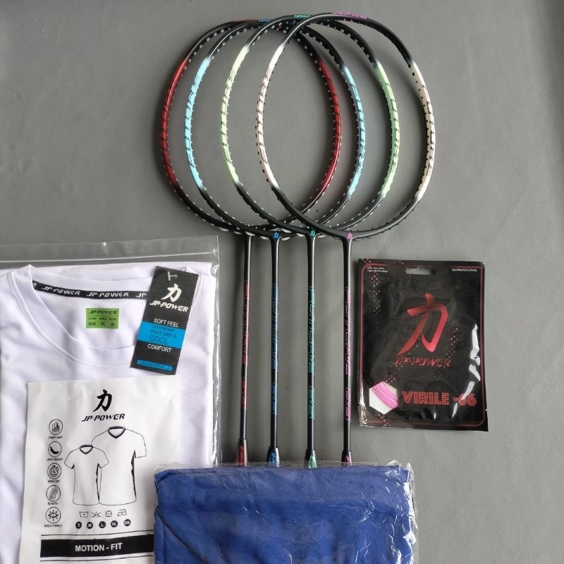 Raket badminton original jp power 30 lbs bonus kaos