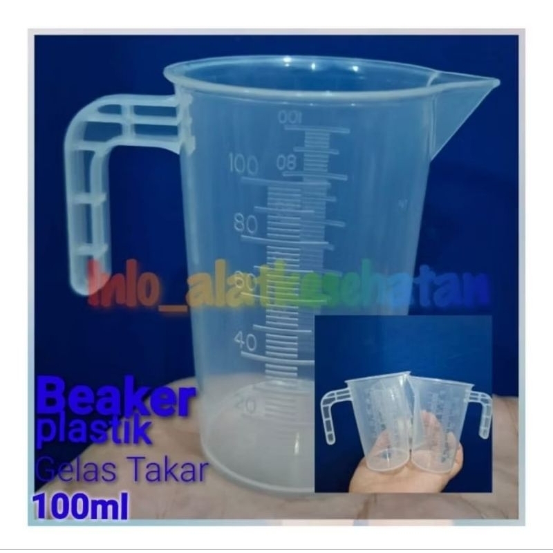 Gelas Ukur / Gelas Ukur Beaker Plastik 100ml /Gelas Beaker Plastik lokal