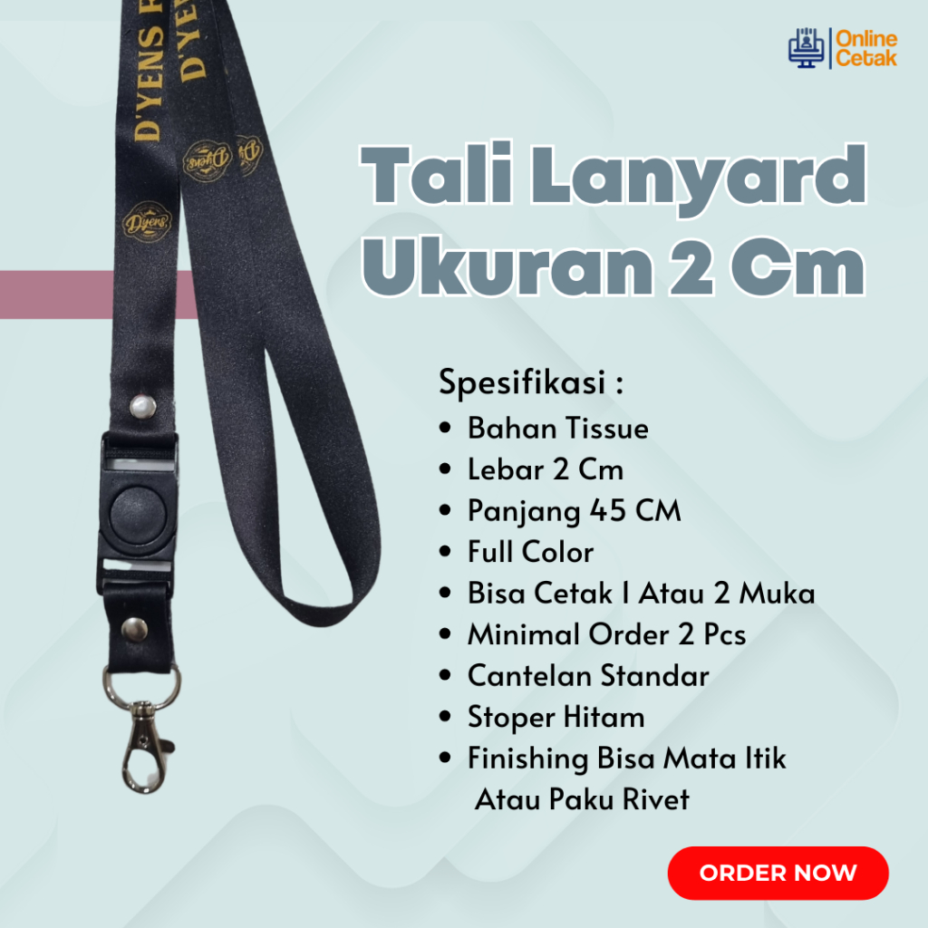 

BISA SATUAN Cetak Lanyard Custom Print Sublim 2cm 2 muka Kuat Anti Luntr