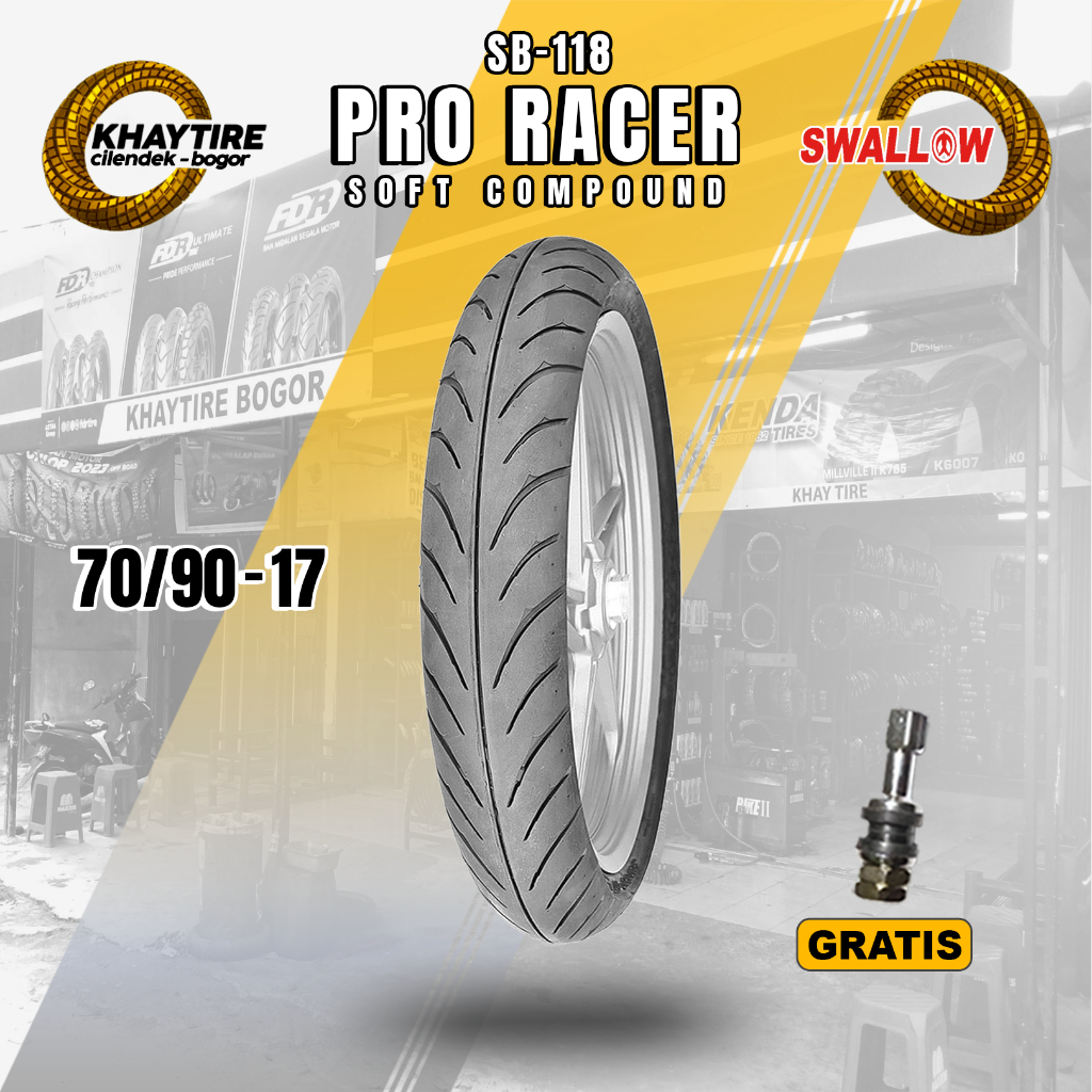Sepasang/Satuan Ban Motor Soft Compound SWALLOW PRO RACER Ring 17 Tubeless