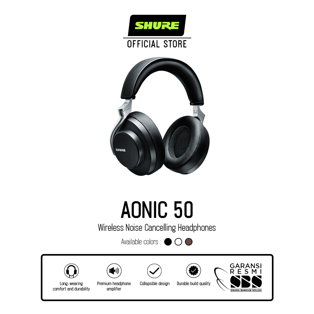 Shure AONIC 50 Headphone Nirkabel dengan Noise Cancelling