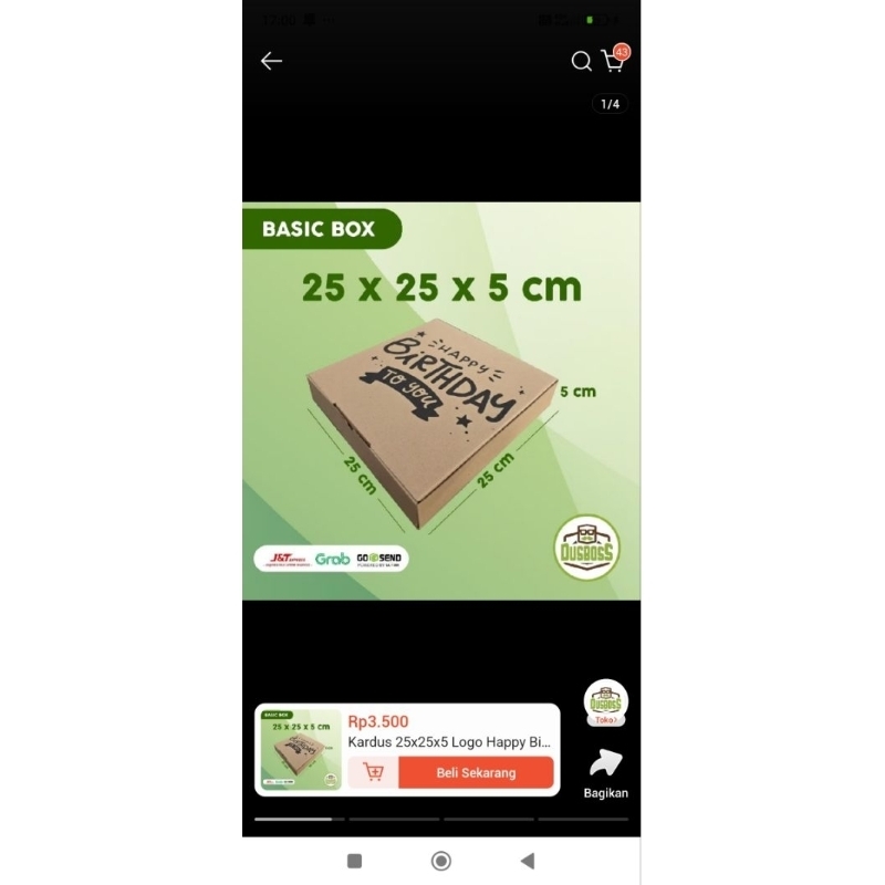 

Kardus 25×25×5cm Logo happy bitrhday die cut and easy usage