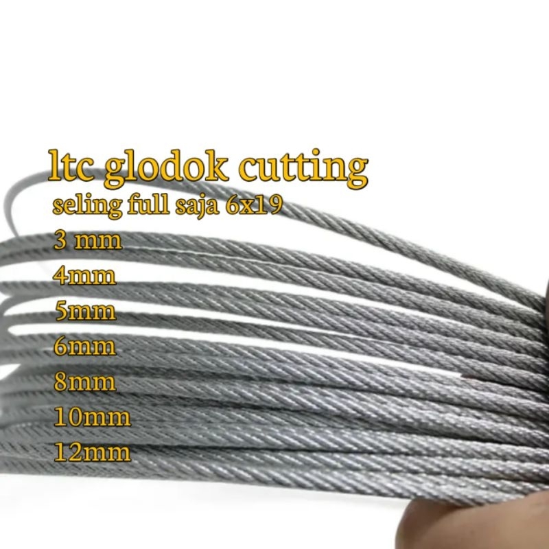 kawat seling wire rope  6x19 full baja 3 4 5 6  mm sling full baja