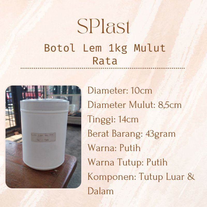 

Toples Jar Lem 1kg Mulut Rata/ Jar HDPE 1kg Mulut Rata