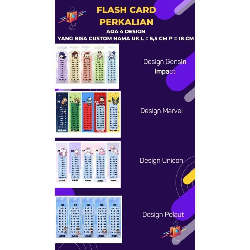 Flash Card Perkalian / Buku Perkalian / Tabel Perkalian