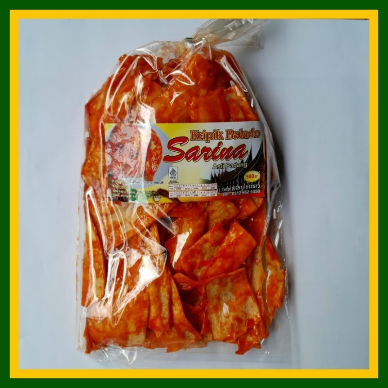 

Keripik Balado SARINA Pedas Manis Cemilan Khas Padang 500 Gram
