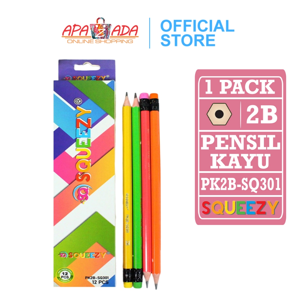 

Apazada - Pensil 2B [1 Pack - 12 Pcs Pensil] / Pensil Squeezy Rainbow / Pensil Kayu PK2B-SQ301