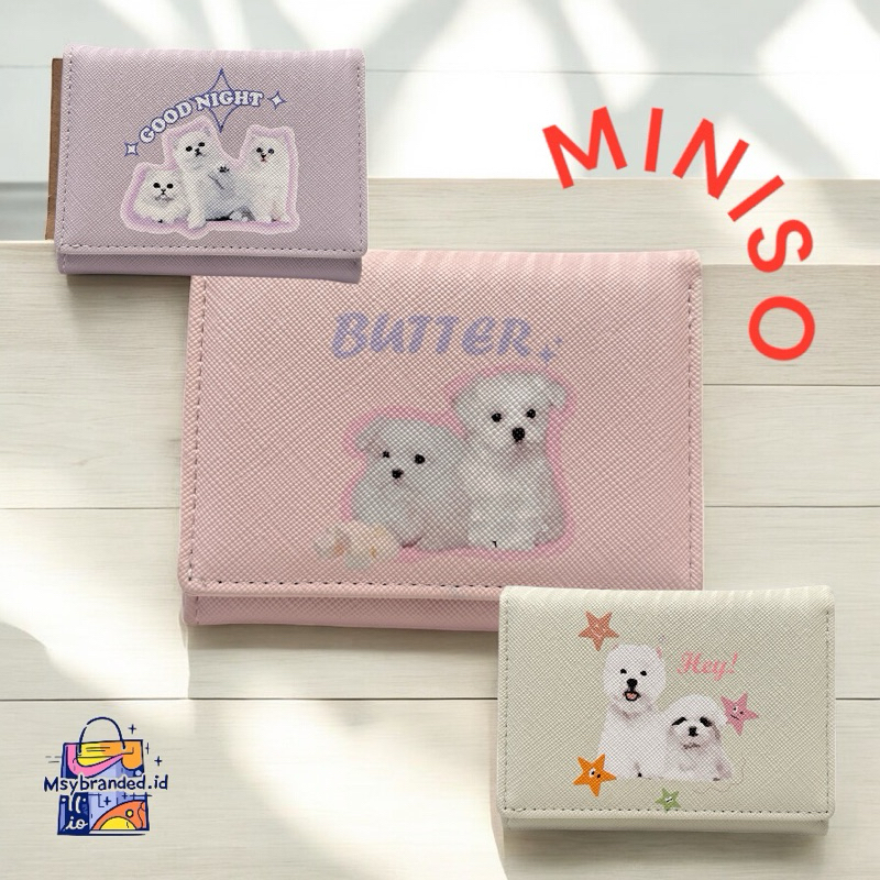 MINISO wallet dompet lipat tiga 3 wanita dog and cat series