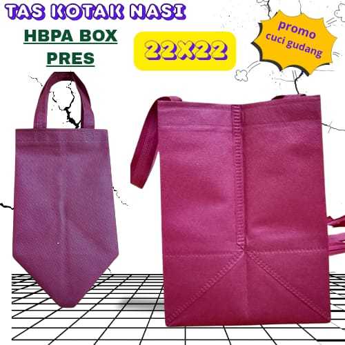 

HBPA BOX PRESS Untuk Uk Dus ( 22x22 ) GSM 75 HARGA ( PER PCS ) Tas Spunbond / Goodie bag/ Tas Besek