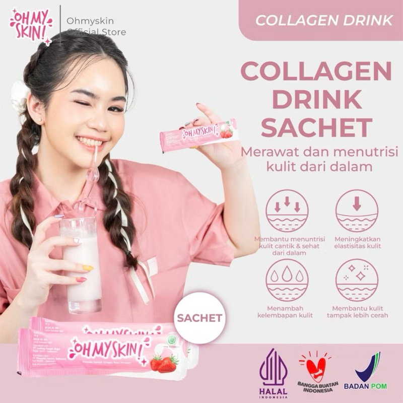 Oh My Skin Collagen Drink Ecer / Collagen Beauty Drink BPOM / Suplemen Pencerah Kulit