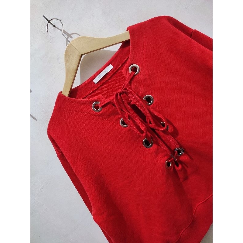 Crewneck Pony Tail Model Tali Basic Merah