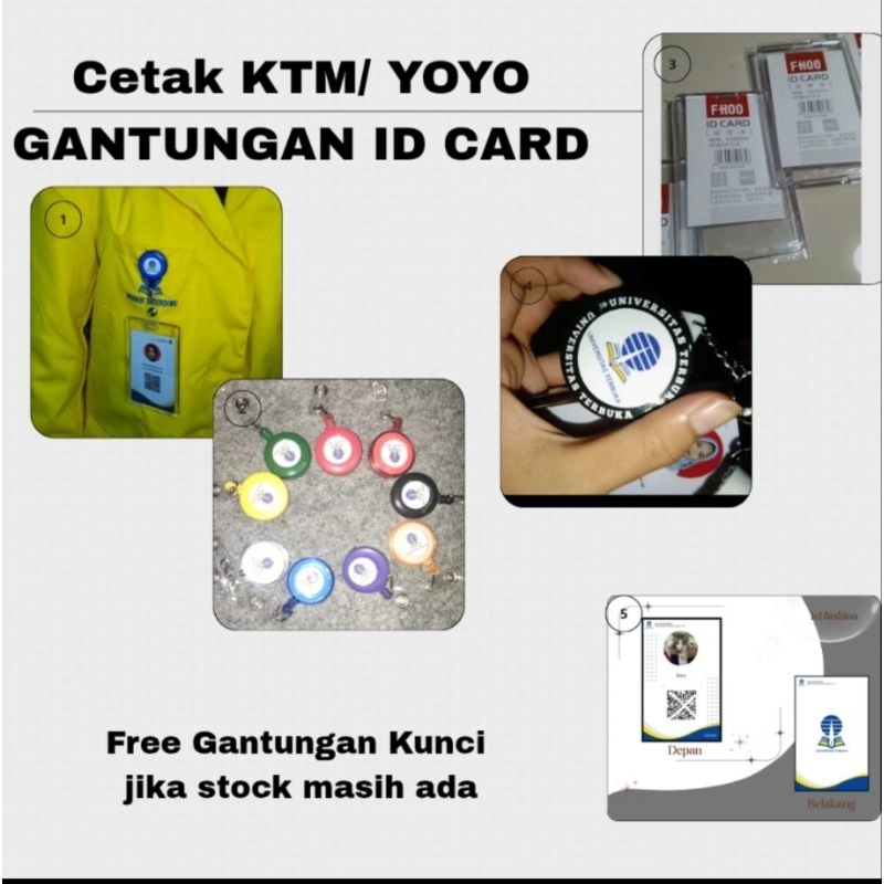 

cetak KTM Universitas terbuka/ yoyo gantungan id card