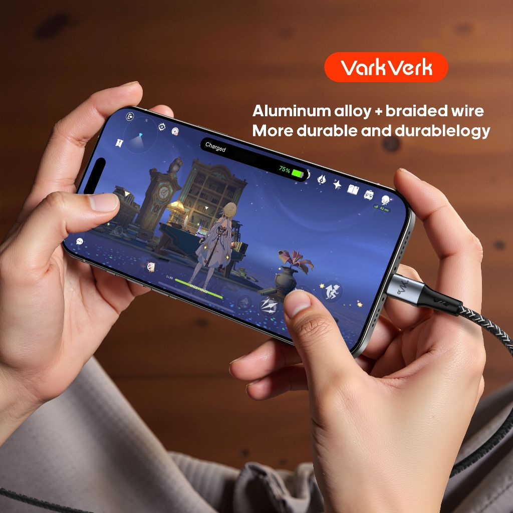 IK8 VarkVerk Kabel Data Pengisian Cepat Nilon Jalinan Paduan Aluminium Type C ke Type C Fast Data