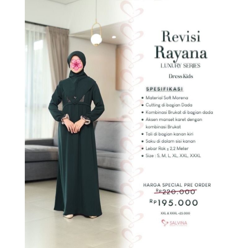 RAYANA LUXURY FAMILY SERIES DRESS KIDS SET KHIMAR (, GAMIS SET KERUDUNG) BY SALVINA HIJAB SARIMBIT 2