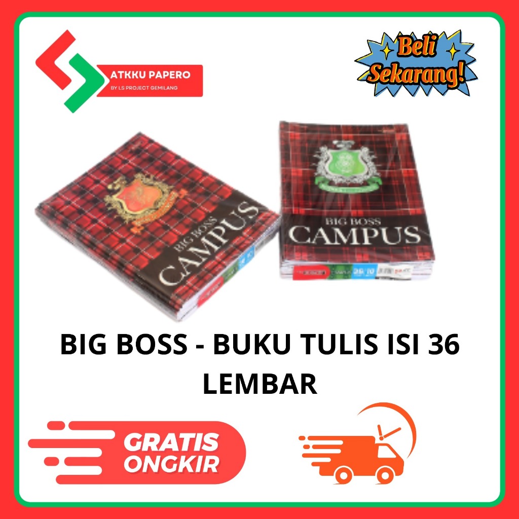 

BUKU TULIS BIG BOSS CAMPUS ISI 36 LEMBAR (Harga 1 Pack isi 10pcs)