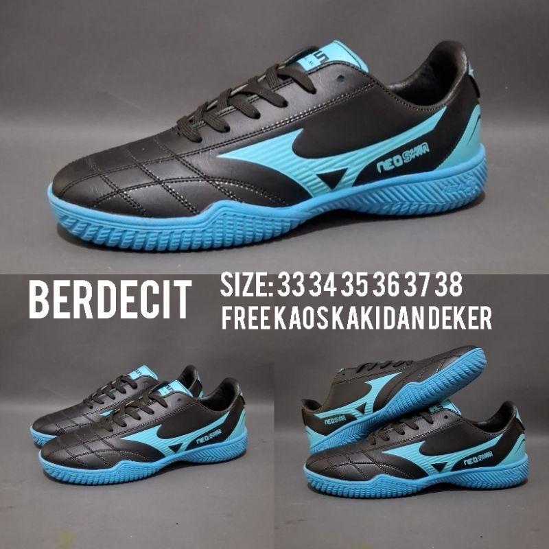 SEPATU FUTSAL ANAK MIZUNO NEOSHIN SIZE 33 34 35 36 37 38 SEPATU FUTSAL COWOK CEWEK TIDAK LICIN