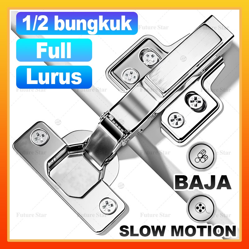 Engsel Sendok Slow Motion Hidrolik / Engsel Lemari Kecil / Soft Close Door Concealed Hinges Closing 