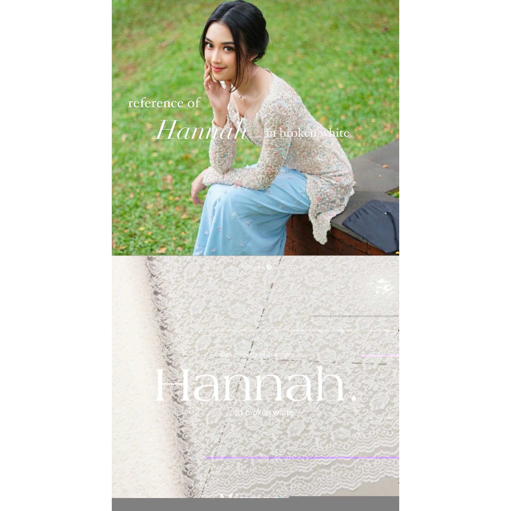 MIXMOORE - KAIN KATUN RENDA METERAN BROKAT PUTIH TULANG HANNAH