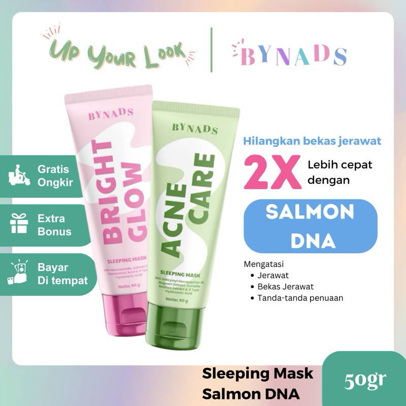 ✨Up Your Look✨ ByNads salmon DNA Sleeping mask moisturizer pelembab wajah masker bekas jerawat anti 