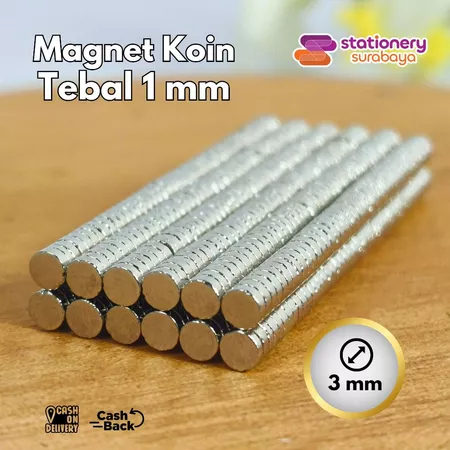Magnet Besi Berani Neodymium Tebal 1 mm Diameter 3 mm Strong Kuat Bulat Magnet Neodymium
