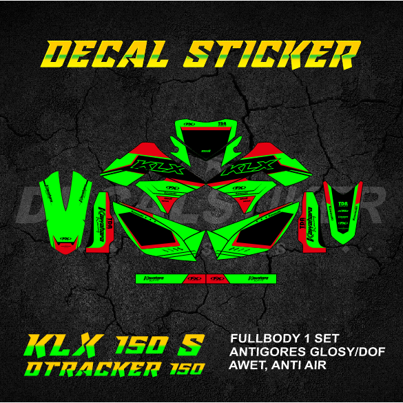 DECAL STIKER KLX DTX 150 (003) DEKAL STICKER KLX S L DTRACKER LAMA OLD FULLBODY 2009 2010 2011 2012 