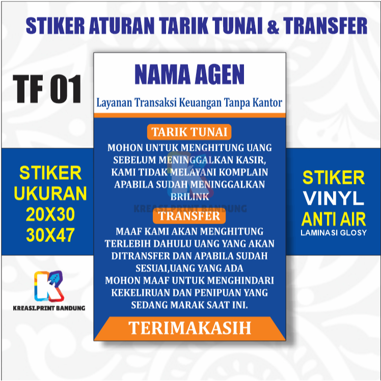 

STIKER MELAYANI TRANSFER / STIKER KONTER