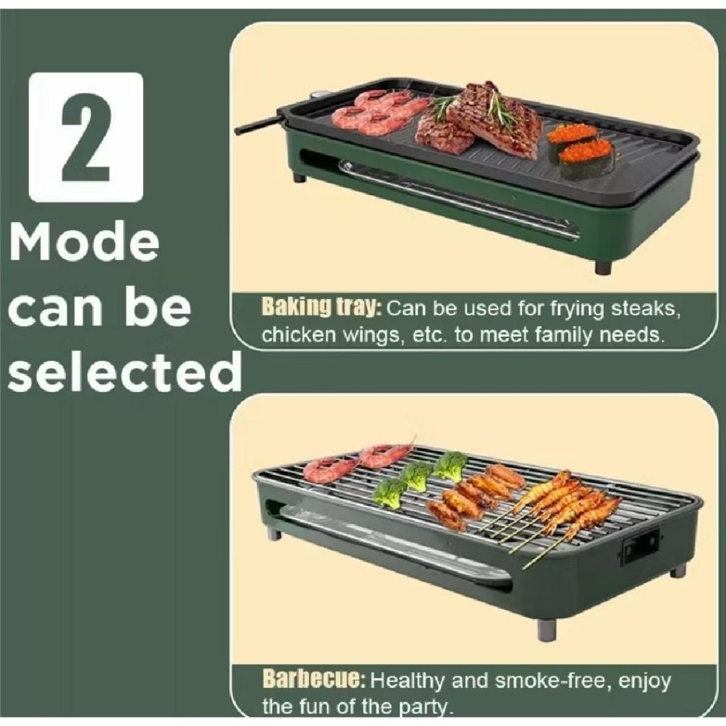 Panci Listrik Serbaguna Grill Pan Anti Lengket Steamboat 2 Fungsi Ukuran 35 x 22 x 7 Cm / Grill Pan 