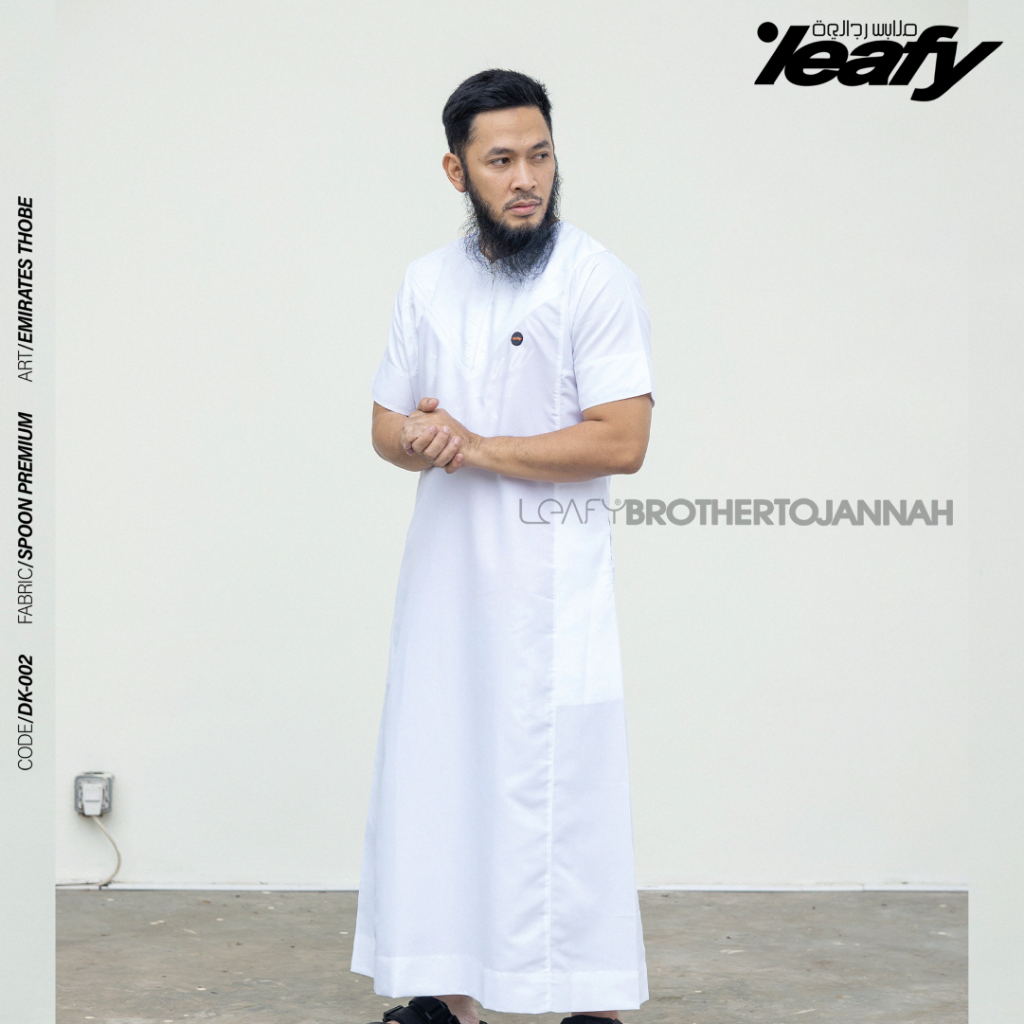 Jubah Gamis Leafy DK-002 / Emirates Tobe / Gamis Pria Lengan Pendek / bahan halus lembut / Jubah Pri