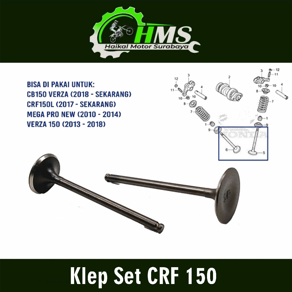 Klep Set CRF 150 (Set Isi 2) - Payung Klep Kelep Valve Set In Ex Honda CB 150 Verza Megapro New