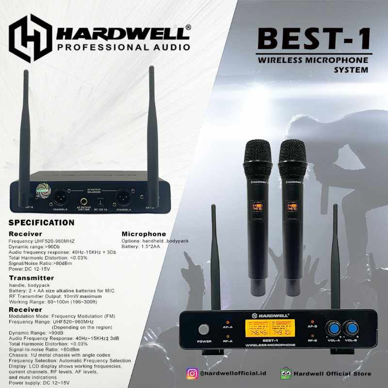 HARDWELL BEST-1 | MICROPHON WIRELESS | MICROPHON HANDLE | MICROPHON KAROKE | PROFESIONAL AUDIO | BES